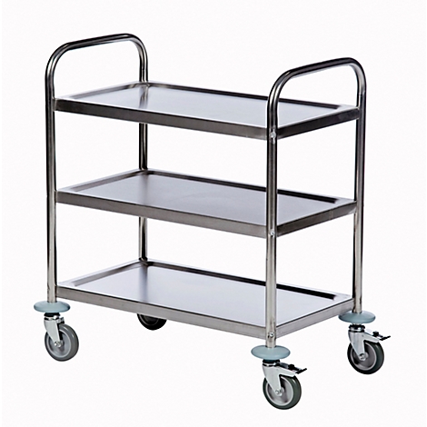 Chariot de transport à 3 étages - inox - L 825 x P 500 mm - charge admissible 100 kg