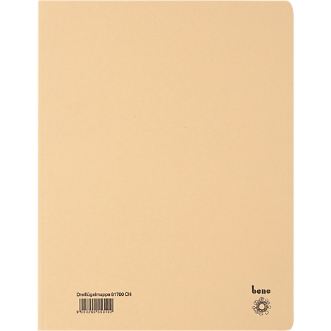 Classeur beige, texte et code-barres en bas à gauche, logo à droite.
