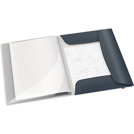 Chemise protège-documents Cosy Leitz®, polypropylène, format A4, 20 pochettes transparentes, gris