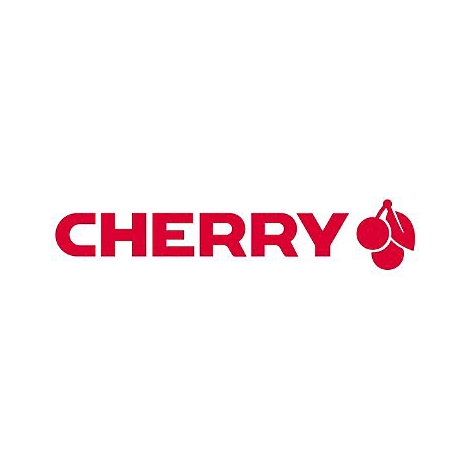 Rotes Cherry Firmenlogo mit Schriftzug und Kirsch-Icon auf weißem Grund.