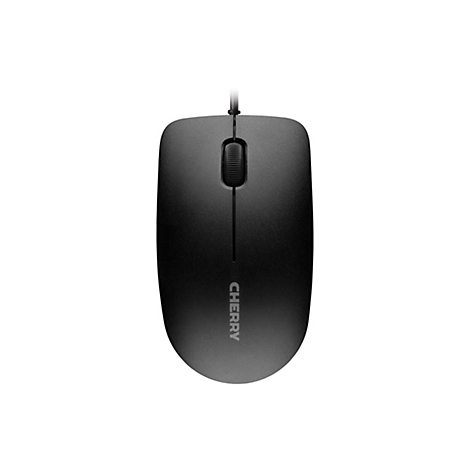Souris d'ordinateur noire, connexion par câble, logo CHERRY.