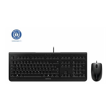 Schwarzes Tastatur-Maus-Set, Logo "Blauer Engel".