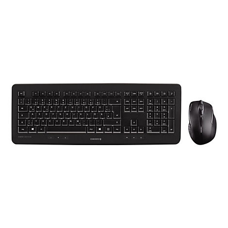 Ensemble clavier et souris sans fil noir, isolÃ© sur fond blanc.