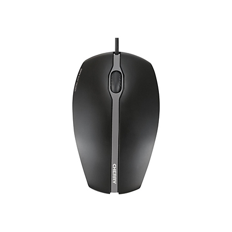 Souris noire sans fil, bande grise au milieu, avec lettrage CHERRY.