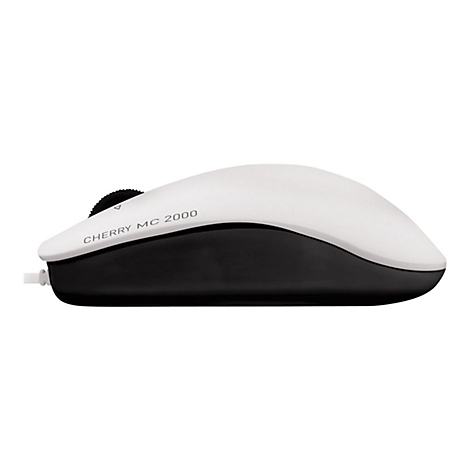Souris d'ordinateur blanche et noire, modèle Cherry MC 2000.