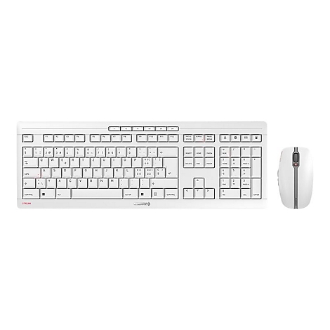 Ensemble clavier et souris blancs sans fil sur fond blanc.