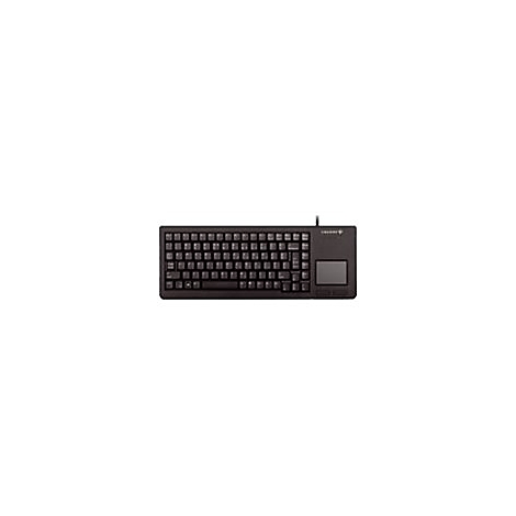 Schwarze Tastatur mit Touchpad, Cherry-Logo.