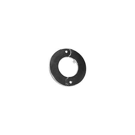 Zweiteilige, runde Metall-Rosette zur Abdeckung von Rohrleitungsdurchführungen.