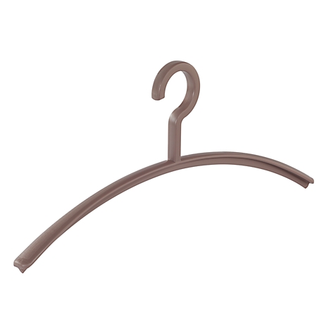 Cintre marron clair, avec crochet pour accrocher sur une barre.