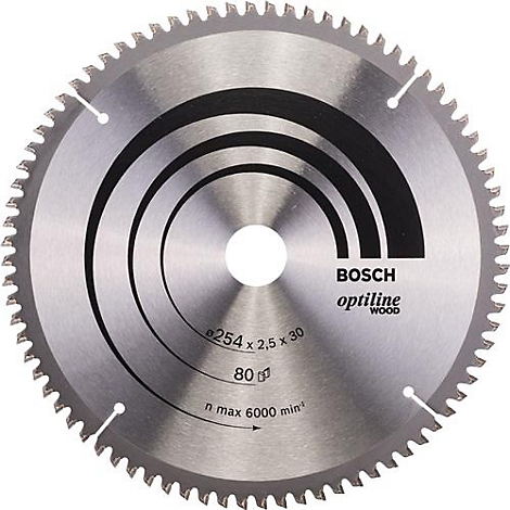 Bosch Optiline zaagblad, met tanden en technische specificaties.