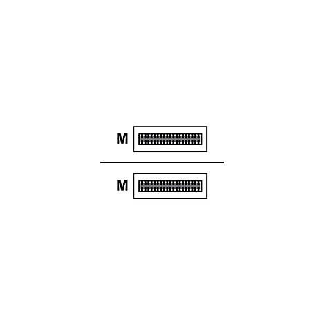 Zwei identische, übereinander angeordnete schematische Darstellungen eines MHL-Anschlusses mit dem Kennbuchstaben M.