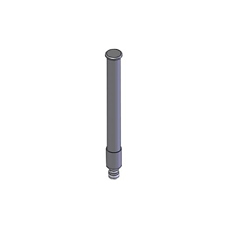 Pièce métallique cylindrique avec une tête arrondie et une extrémité filetée. Couleur grise.