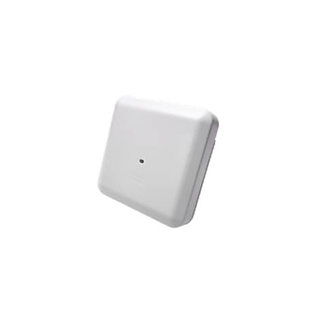 Quadratischer, weißer WLAN-Access-Point mit abgerundeten Kanten. Ein kleines schwarzes Licht ist in der Mitte sichtbar.