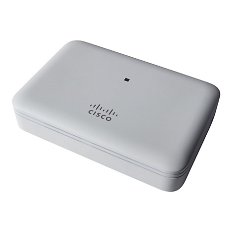 Ein rechteckiges, hellgraues Cisco-GerÃ¤t. Oben rechts ein kleiner schwarzer Punkt, links unten steht der Schriftzug Cisco.