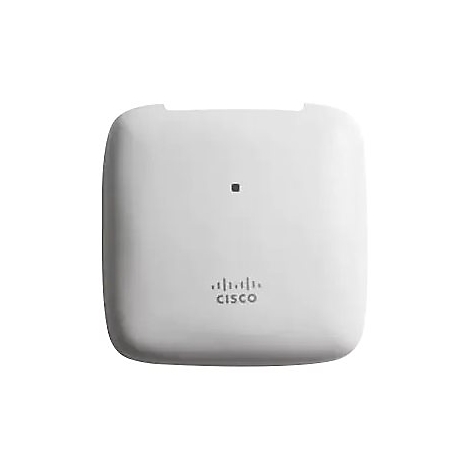 WeiÃŸes Cisco-GerÃ¤t mit kleinem schwarzen Quadrat und Cisco-Logo.