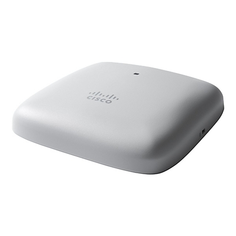 Grauer, quadratischer Access Point mit abgerundeten Ecken, Cisco-Logo.
