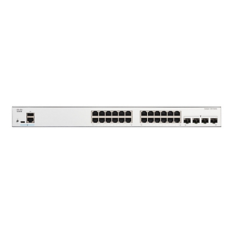 Ein grauer Cisco Catalyst 1200 Series Switch mit mehreren Ports. Oben steht die Beschriftung Catalyst 1200 Series.