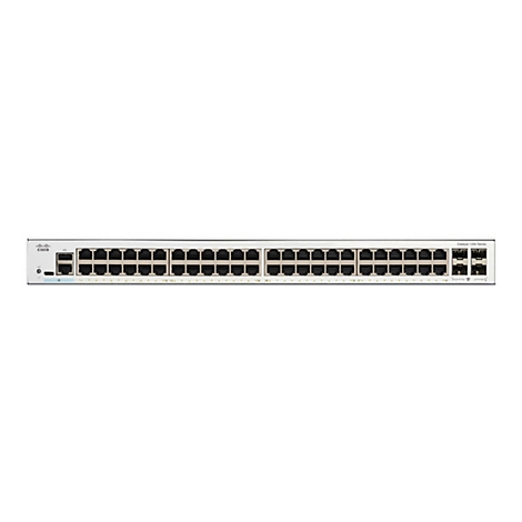 Appareil réseau gris avec de nombreux ports ; Étiquetage : Cisco, Catalyst 1200 Series.