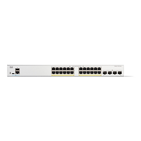 Un commutateur réseau gris avec ports et connecteurs, marque Cisco.