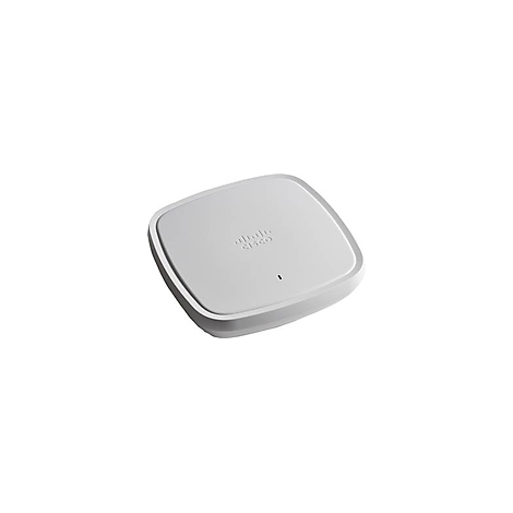 Weißes, quadratisches Cisco-Gerät mit leicht abgerundeten Ecken. Der Cisco-Schriftzug ist erhaben.