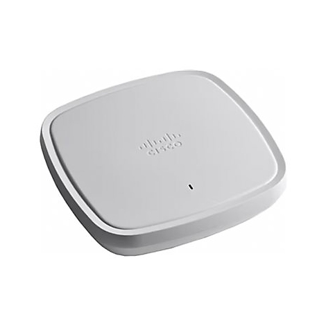 Hellgrauer Cisco Access Point. Oben links das Cisco Logo, darunter eine LED. Rechteckige Form.