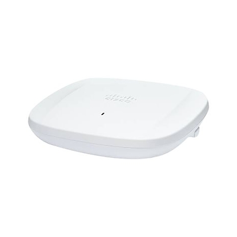 Appareil WiFi blanc, logo Cisco, LED noire, forme arrondie. Surface simple et lisse, sans éléments gênants.