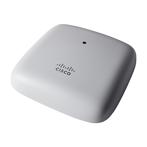 Routeur Wi-Fi Cisco carré gris clair, avec logo et voyant.