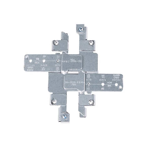 Metallwinkel mit Löchern, Schrauben und Beschriftung, für Deckenraster.