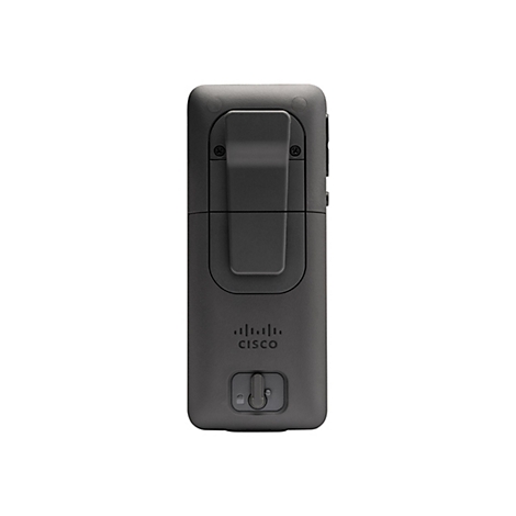 Grauer rechteckiger elektronischer Clip mit Clip-Verschluss, Cisco-Logo.