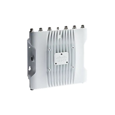 Un appareil Cisco blanc avec des antennes, une surface nervurée et le logo Cisco.