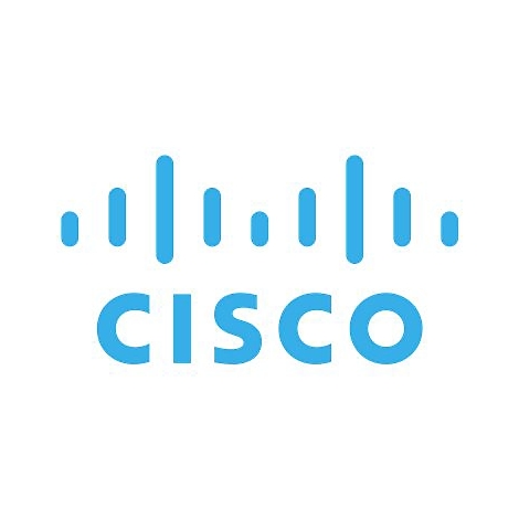 Logo Cisco bleu. Lignes verticales au-dessus des lettres.