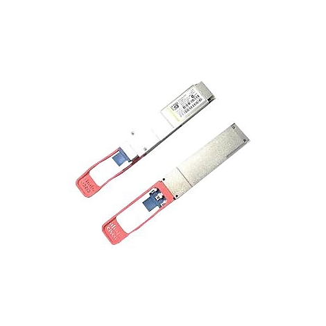 Zwei silberne Netzwerkmodule mit roten Hebeln und blauen Elementen, auf weißem Grund.