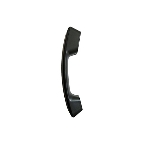 Combiné téléphonique noir sur fond blanc.