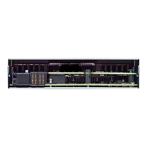 Detailaufnahme einer Server-Karte, die in einem Metallgehäuse montiert ist. Auf der Karte befinden sich elektronische Bauteile.