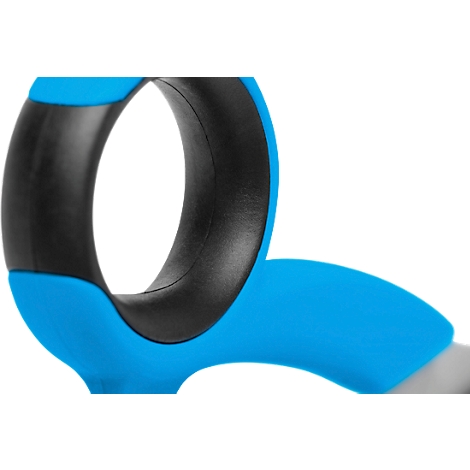 Poignée bleue avec poignée noire, isolée sur fond blanc.