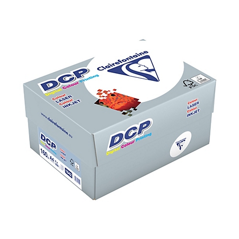 Clairefontaine DCP Kopierpapier Karton, A4, 160g, 250 Blatt, in grauer Verpackung mit Branding.