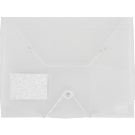 Pochette de documents blanche transparente avec fermeture élastique.