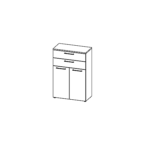Classeur Agenda Home, 3 OH, L 800 x P 400 x H 1200 mm, 2 tiroirs, graphite/chêne