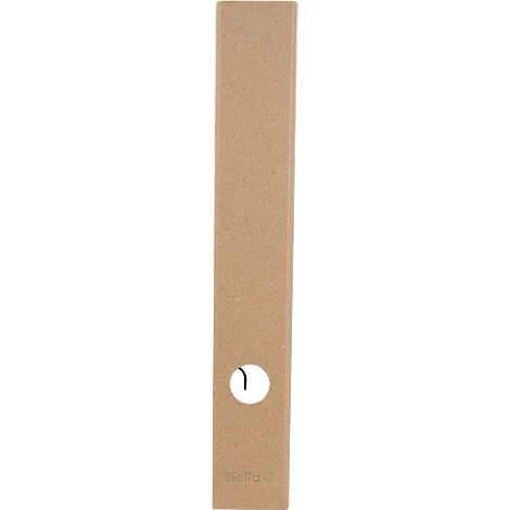 Une longue boîte en carton marron avec un trou ovale et la lettre "J".