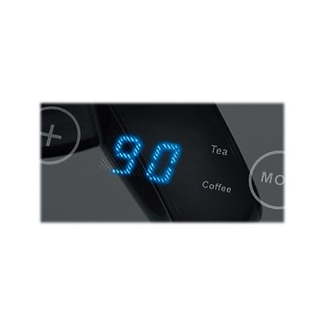 Digitales Display einer Kaffeemaschine zeigt 90 Grad an, daneben stehen die Beschriftungen Tea und Coffee.
