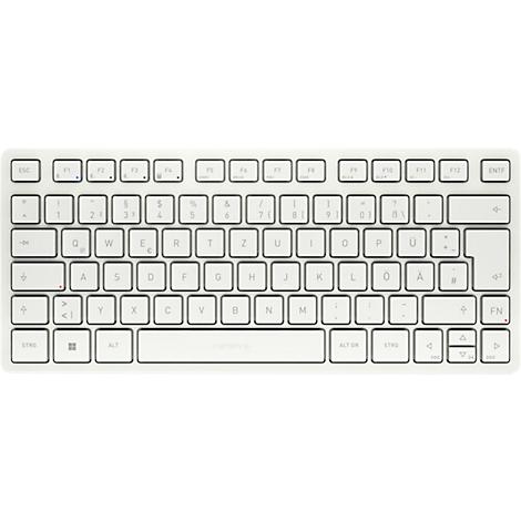 Clavier blanc et plat avec lettres et caractères allemands.