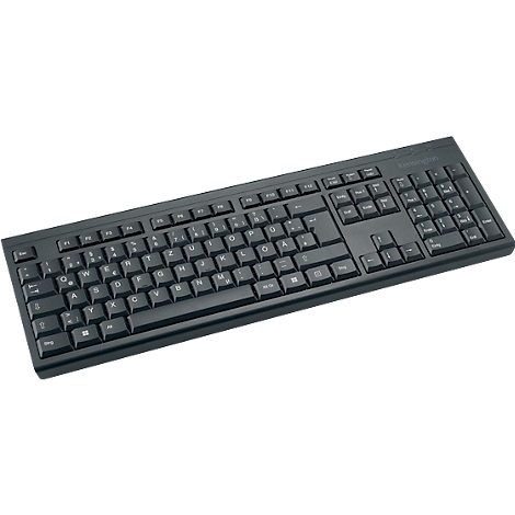 Clavier noir avec disposition QWERTZ. Toutes les touches sont clairement visibles.