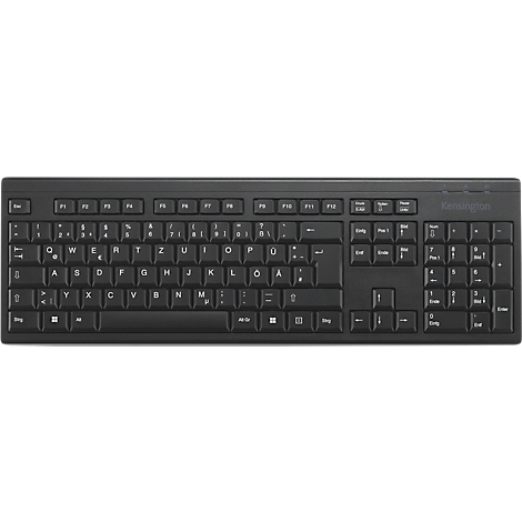 Clavier noir, disposition allemande, avec lettres et symboles en caractères blancs.