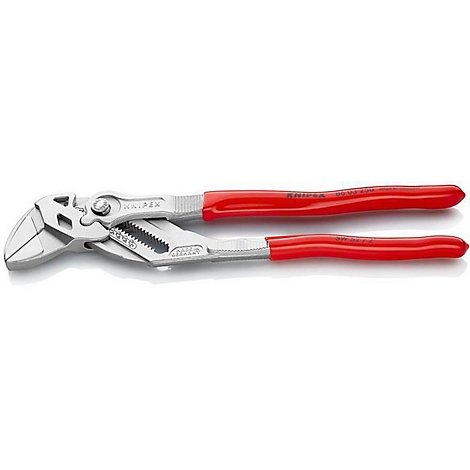 Une pince multiprise avec des poignées rouges, posée sur fond blanc. Le nom "KNIPEX" est visible sur l'outil.