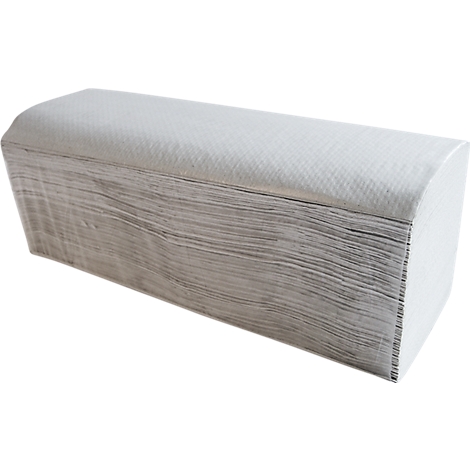 Une pile de serviettes en papier blanches pliées sur fond blanc.