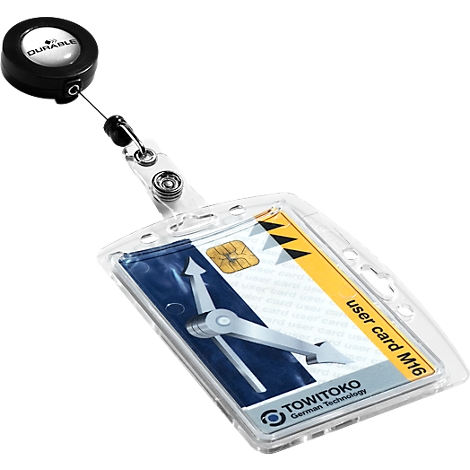 ID card with a retractable mechanism. The card says "user card M16" and "TOWITOKO German Technology".