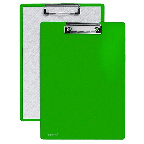 Two green clipboards with silver clips and white background.