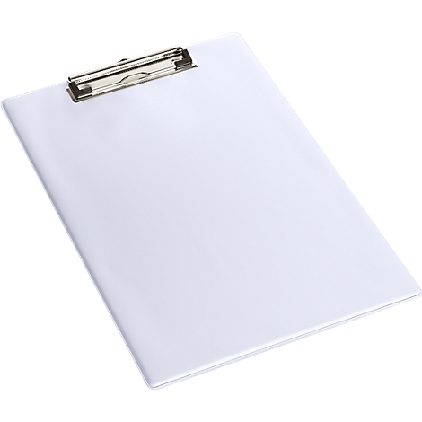 White clipboard with silver clip. The background is white.