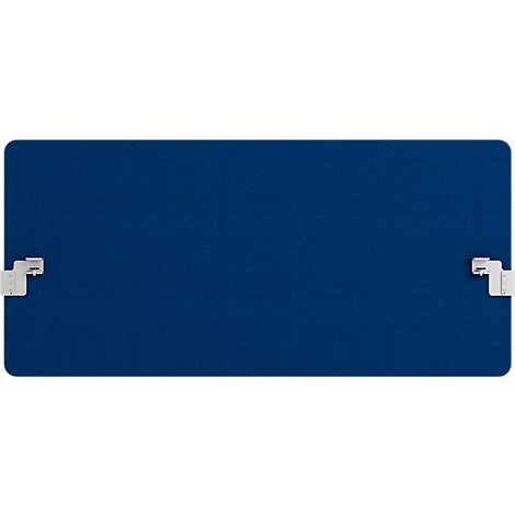 Tapis de bureau bleu foncé avec des supports blancs.