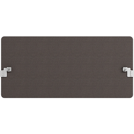 Dessus de table gris foncé avec des supports blancs.